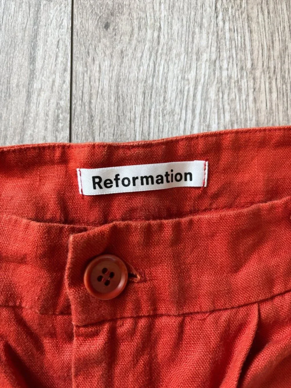 Reformation Vesta Linen Wide Leg High Waist Pants Orange Tomato Girl Size 10